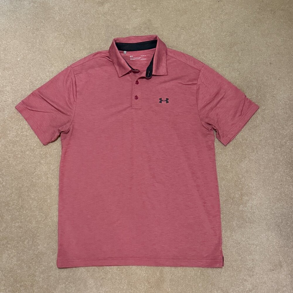 Under Armour UA Playoff Polo- pink, large.